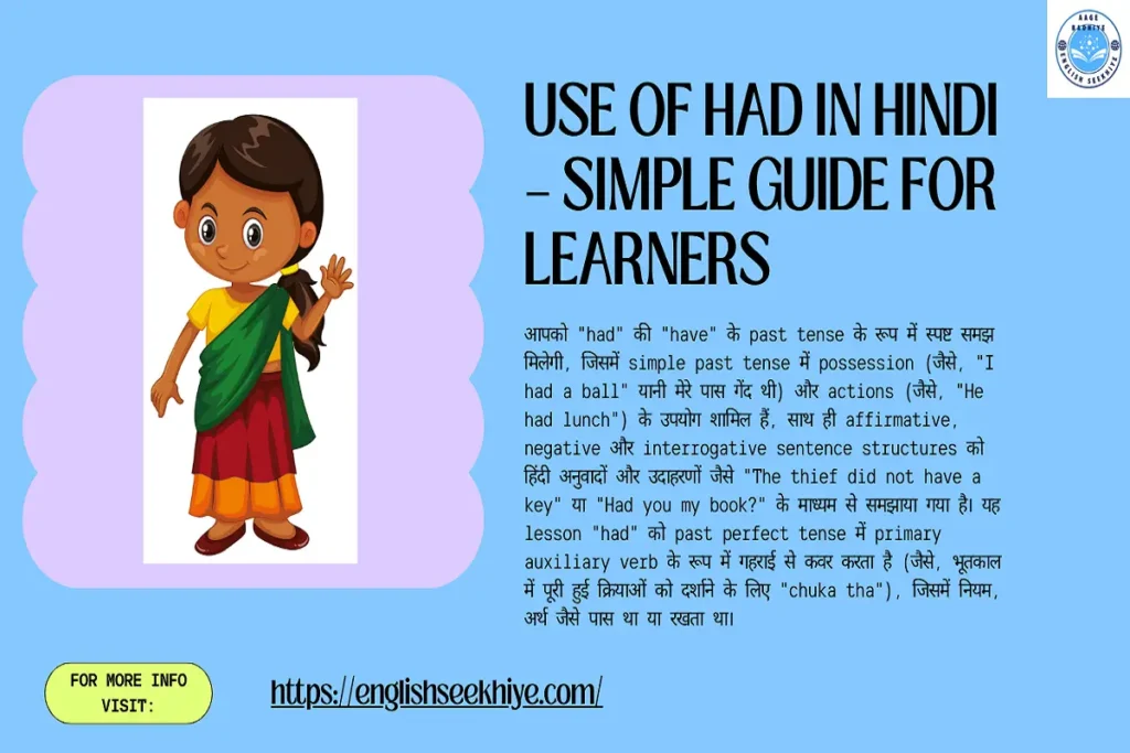 Use of had in Hindi