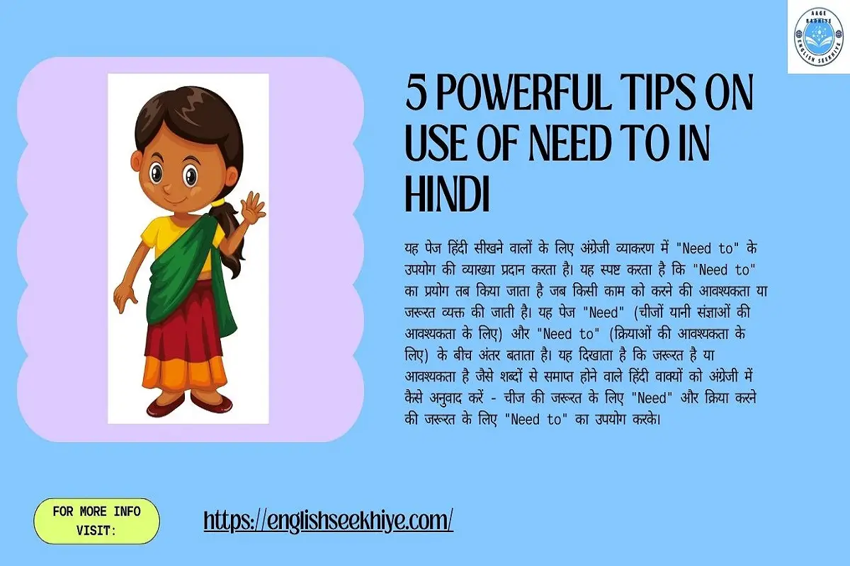 Learn Use of Need to in Hindi in Just 10 Minutes: Simple, Easy and Quick Guide