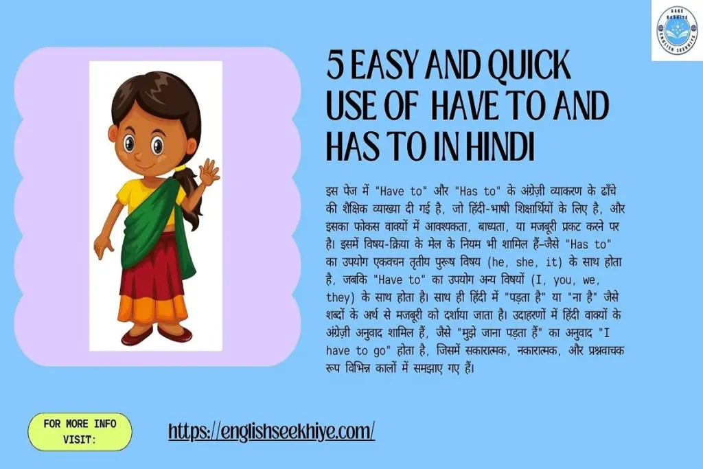 Use of have to and has to in Hindi